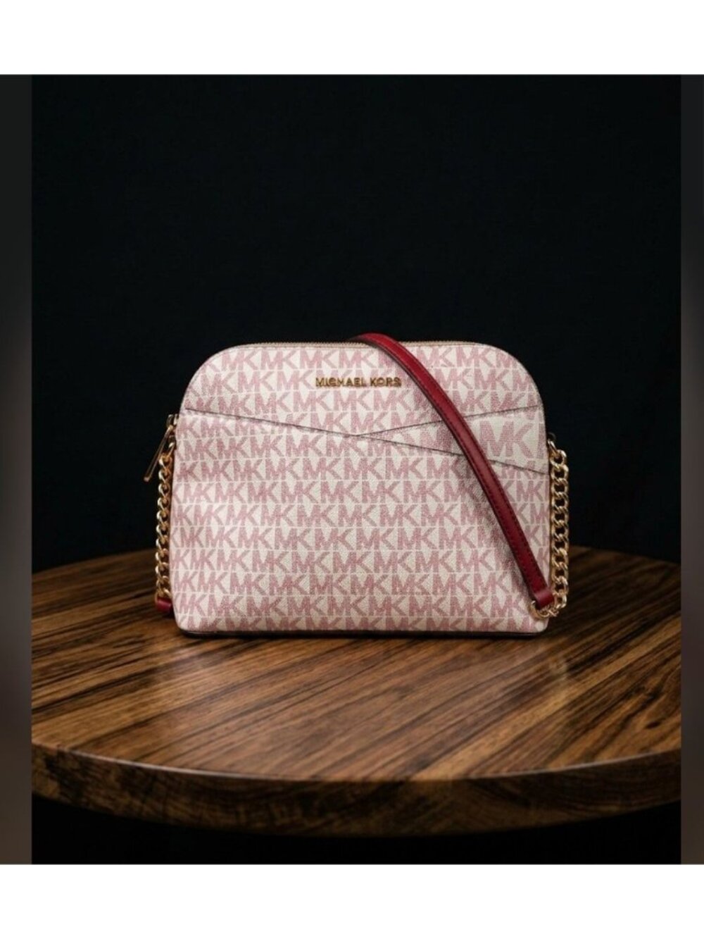 Michael Kors Jet Set Travel Cherry Multi Medium Dome Chain Crossbody Bag
